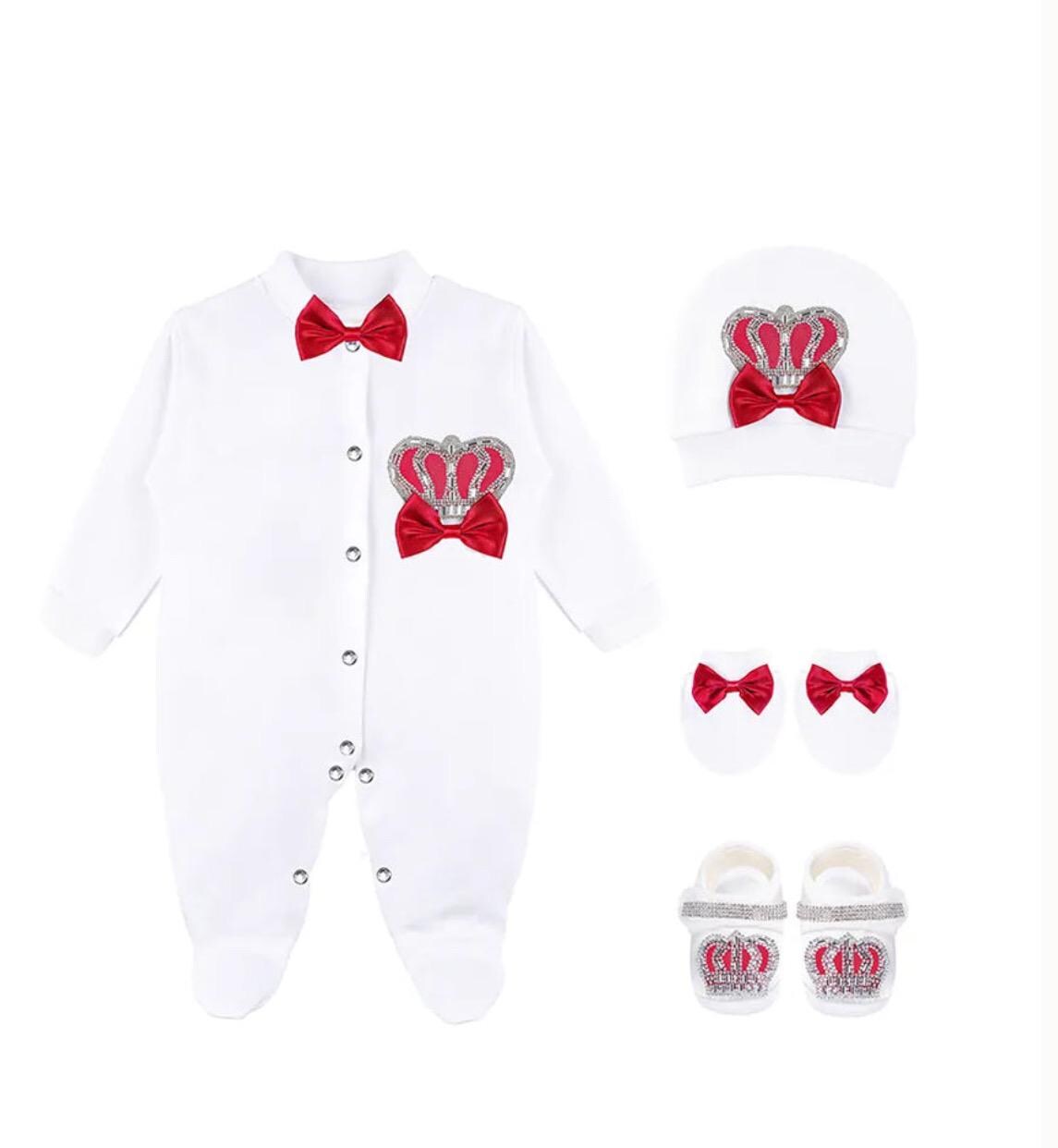 Personalized Royal Baby Outfit, Crown Appliqués, Newborn Gift Set