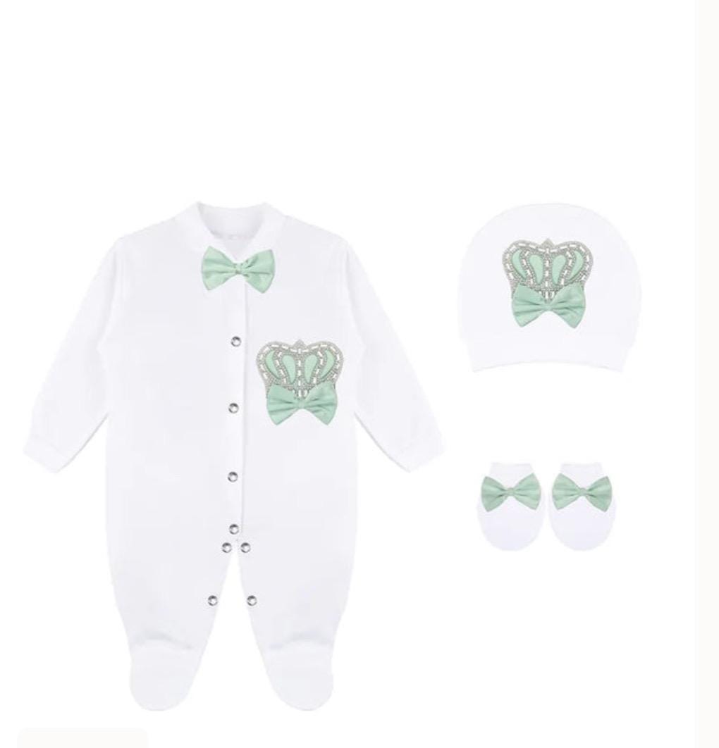 Personalized Royal Baby Outfit, Crown Appliqués, Newborn Gift Set
