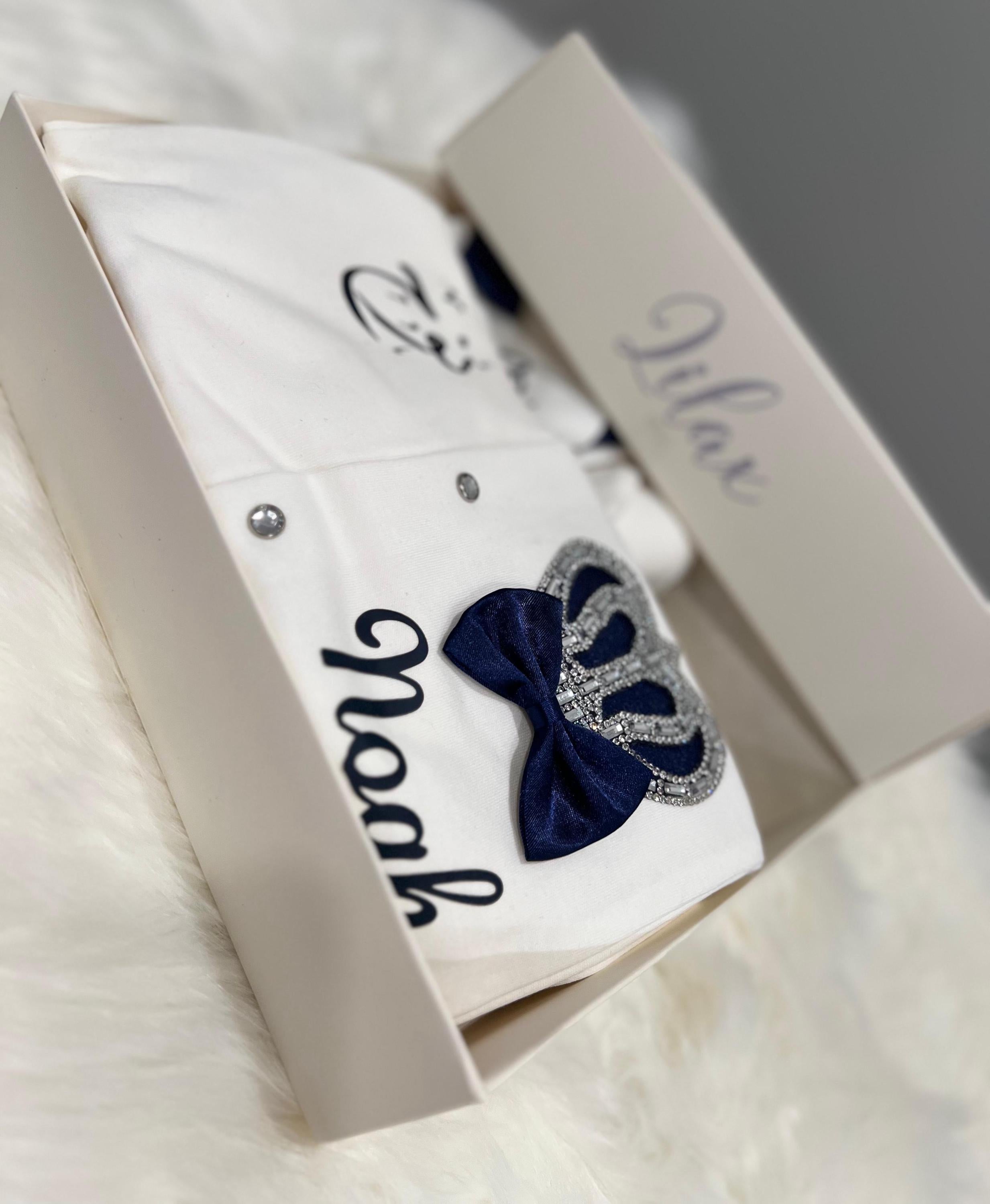 Personalized Royal Baby Outfit, Crown Appliqués, Newborn Gift Set
