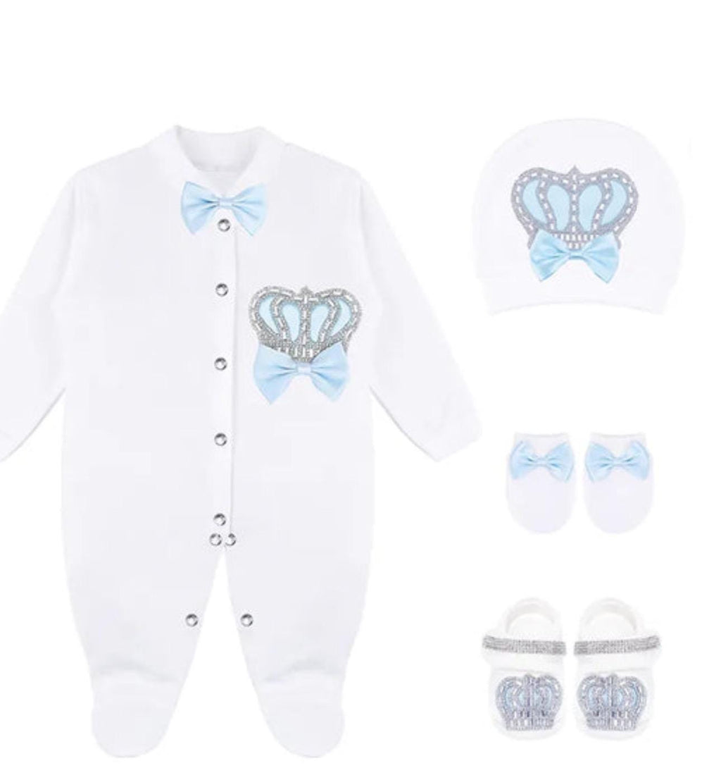Personalized Royal Baby Outfit, Crown Appliqués, Newborn Gift Set