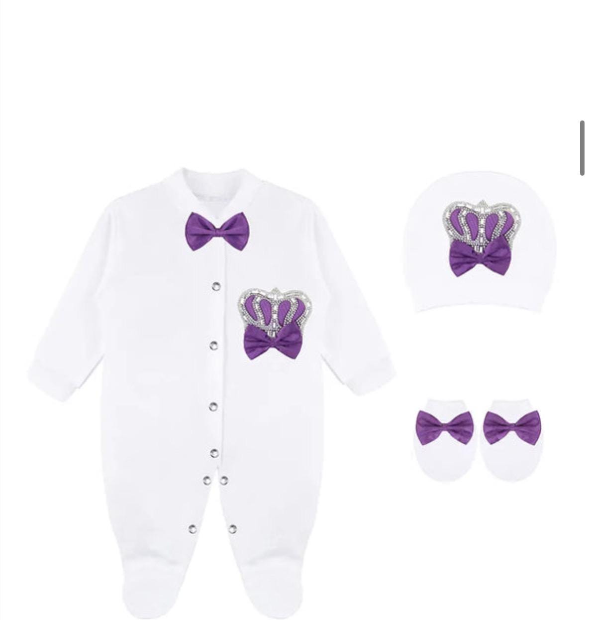 Personalized Royal Baby Outfit, Crown Appliqués, Newborn Gift Set